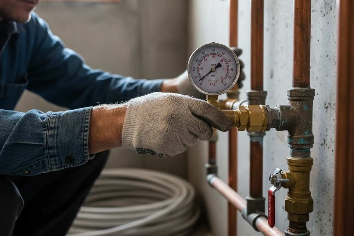 Pressure testing a repaired line during Water Line Repair in Bradley Beach