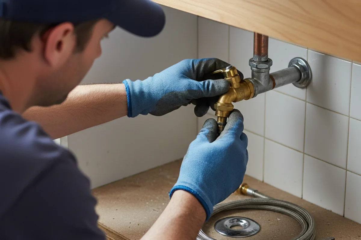 Shutoff valve and fitting work during Burst Pipe Repair in Bradley Beach